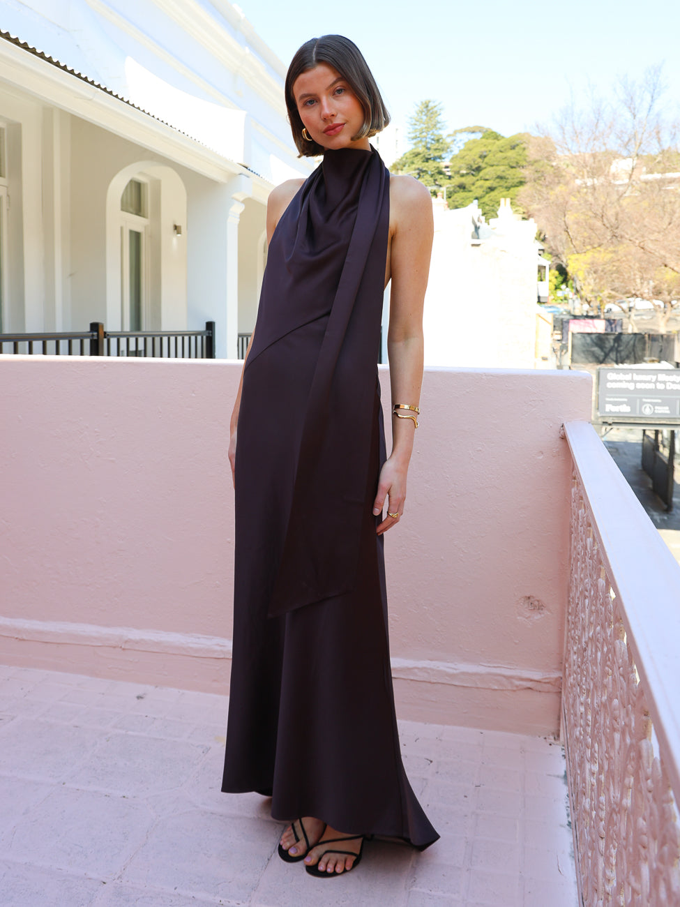 halter dress back design A Night Out Red Satin Halter Neck Maxi Dress main image 0
