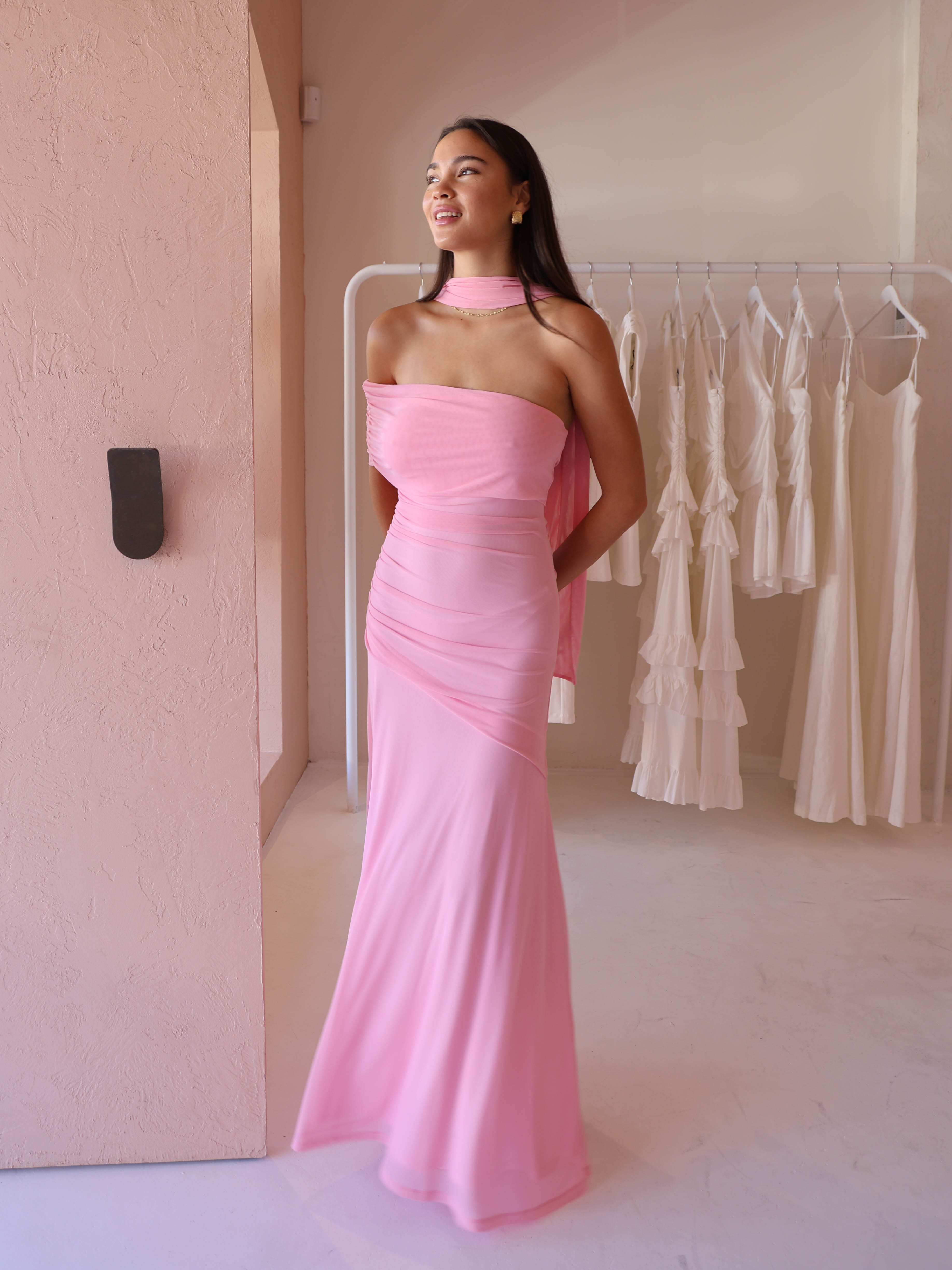 open lace back dress By Nicola Fiesta Off Shoulder Dress in Candy – Coco & Lola