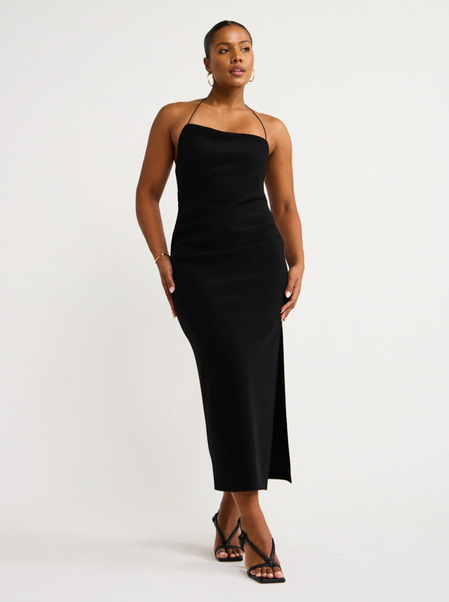 Bec and Bridge Andy Asym Midi Dress in Black Coco & Lola Bec and Bridge Andy Asym Midi Dress in Black Coco & Lola