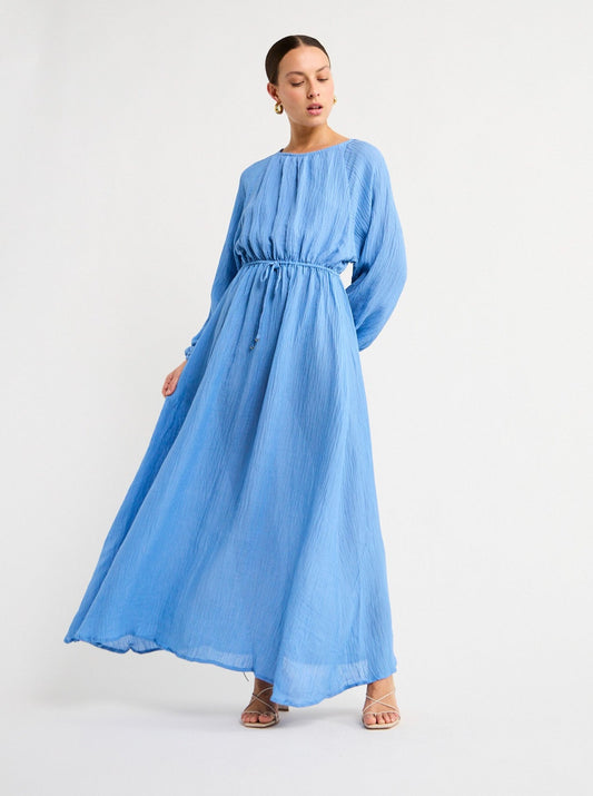 Faithfull the Brand Rosalie Maxi Dress in Chambray Blue