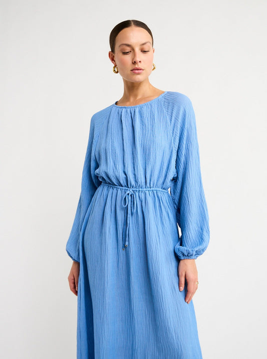 Faithfull the Brand Rosalie Maxi Dress in Chambray Blue