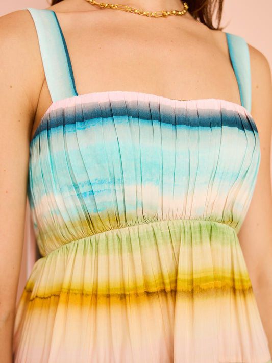 Acler Lomond Mini Dress in Watercolour Stripe
