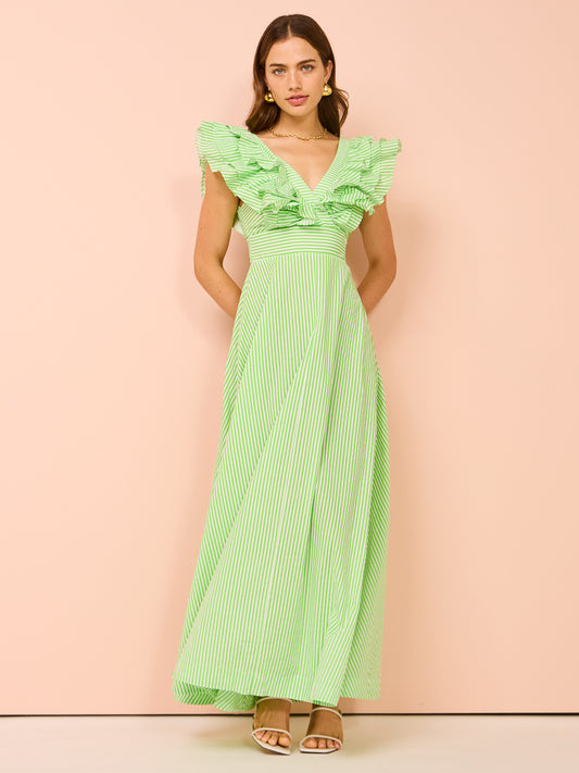 Aston Studio Letitia Dress in Lime Stripe