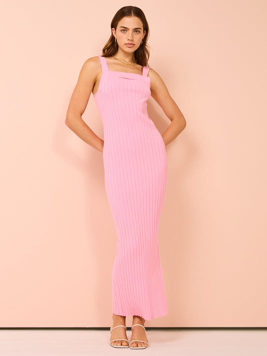By Nicola Lucia Split Neckline Maxi Dress in Valentine Pink