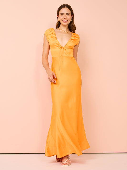 By Nicola Benita V Neckline Maxi Dress in Orange