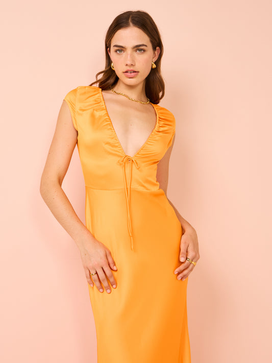 By Nicola Benita V Neckline Maxi Dress in Orange