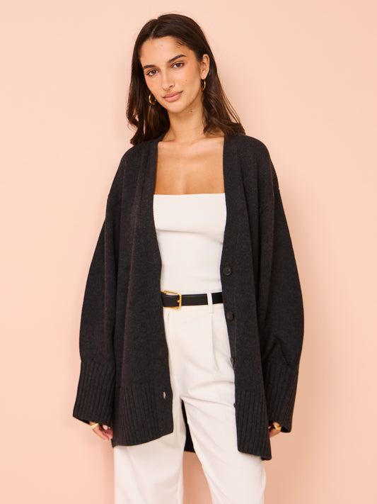 Camilla and Marc Romeo Logo Cardigan in Charcoal