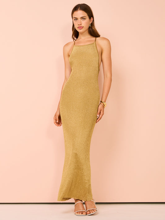 Camilla and Marc Nox Metallic Knit Dress in Gold