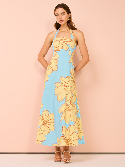 Issy Halter A-Line Dress in Summer Print