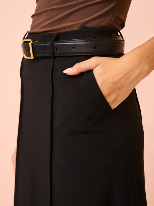 Maison Essentiele Pintuck Maxi Skirt in Black