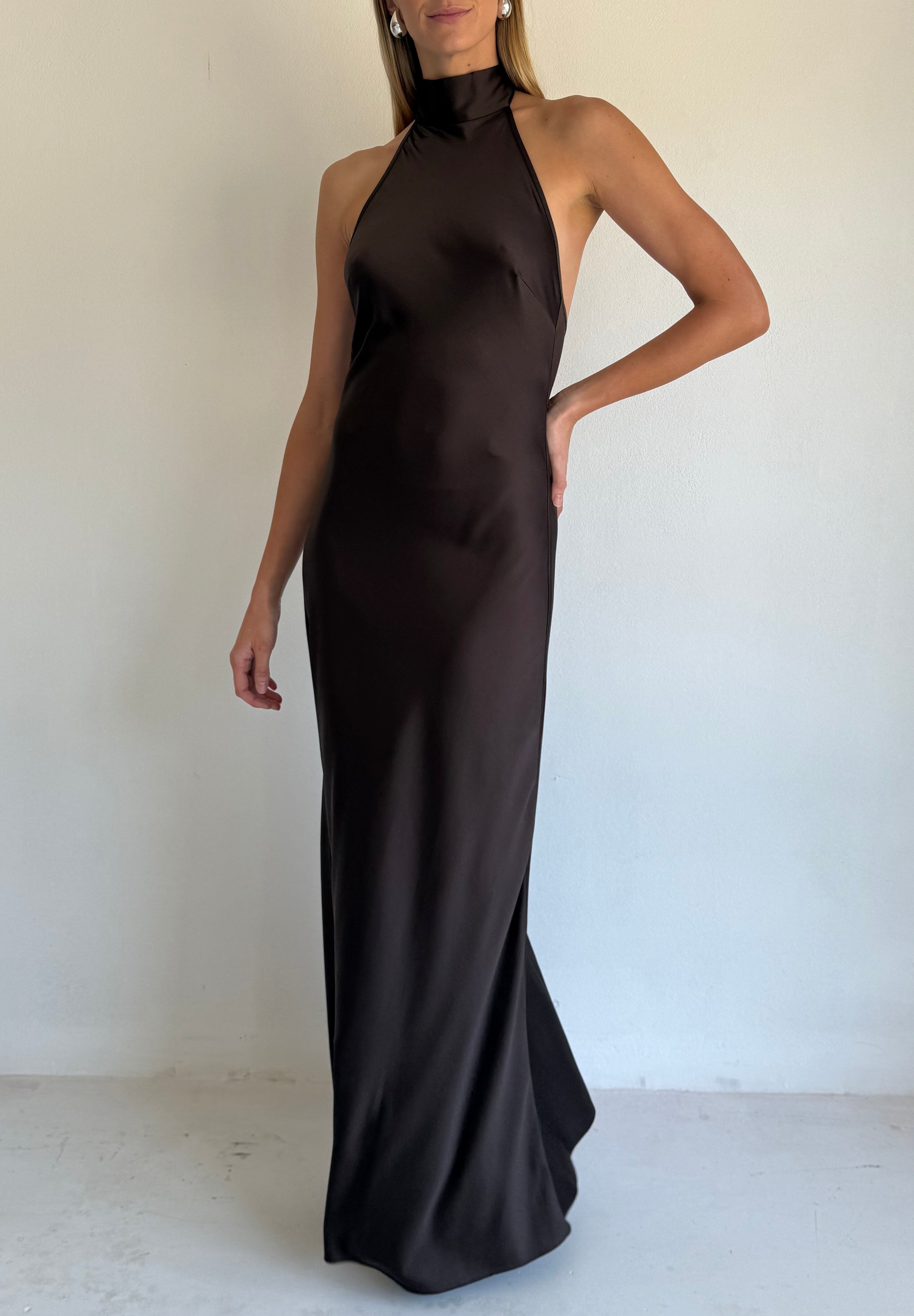 by nicola burgundy dress coco and lola Mia Maxi in Chocolate – & Suits/Regular Fit