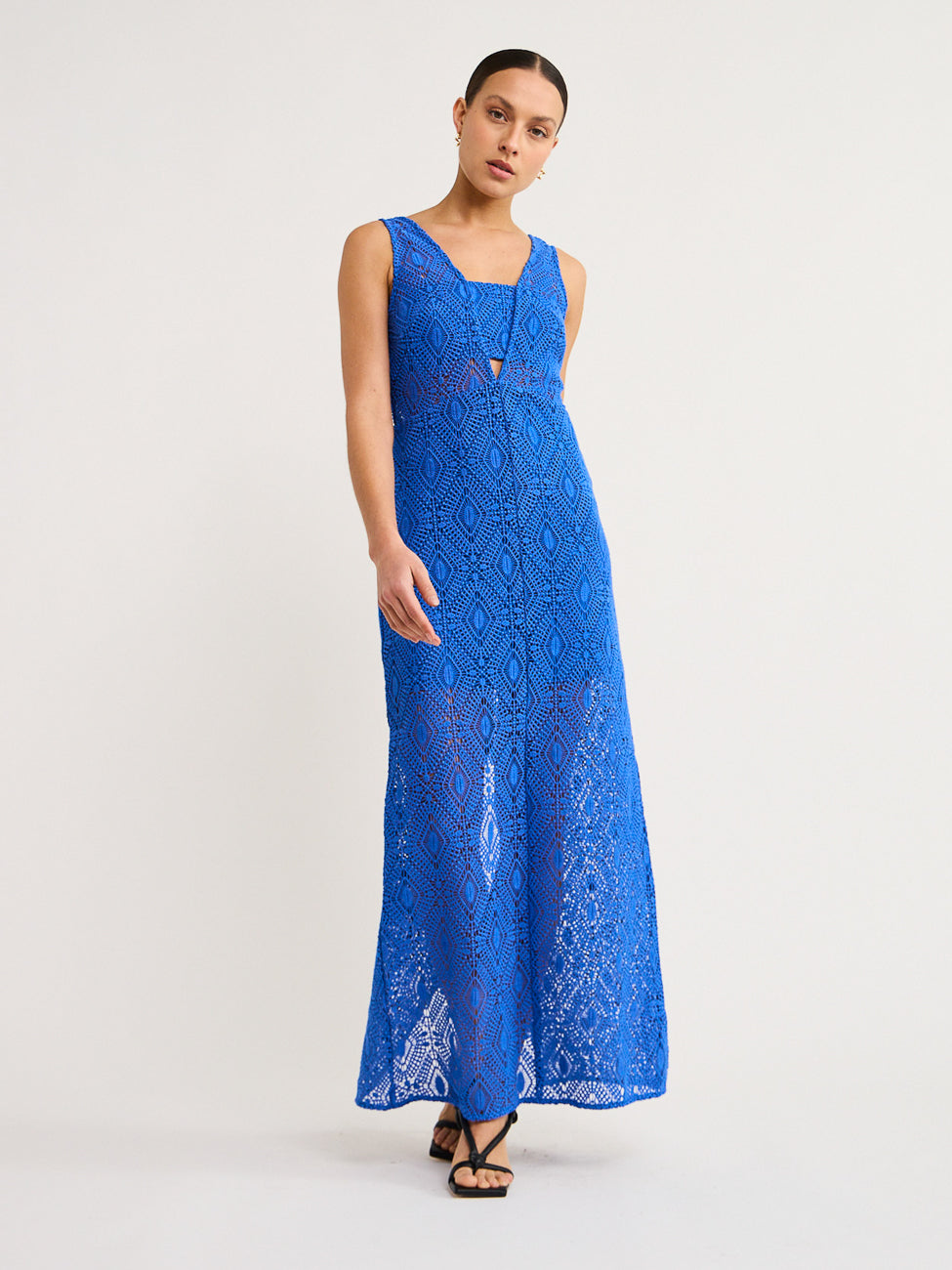 Dahlia Crepe Dress in Cobalt Blue