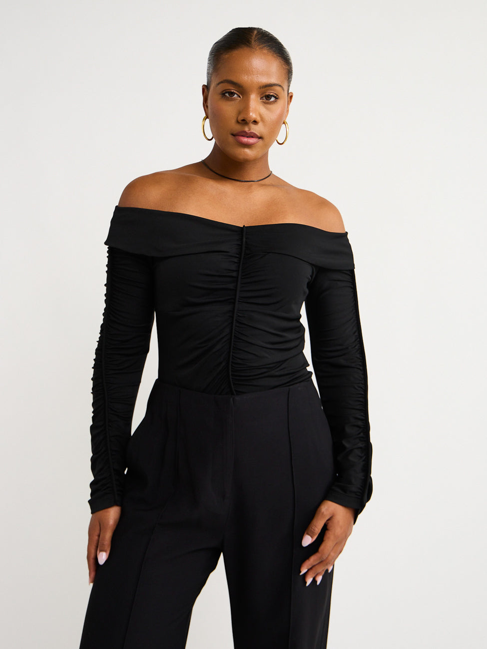 OFF SHOULDER GATHERED TOP CAMEOS CAN CAN