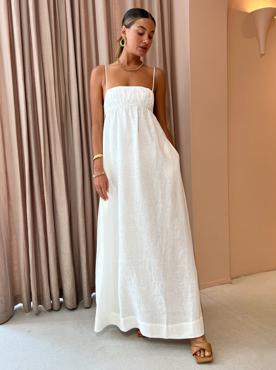 bec and bridge white maxi dress + | Sabrine Asym Ivory Hidden back zip closure Austen Strapless Maxi Dress in