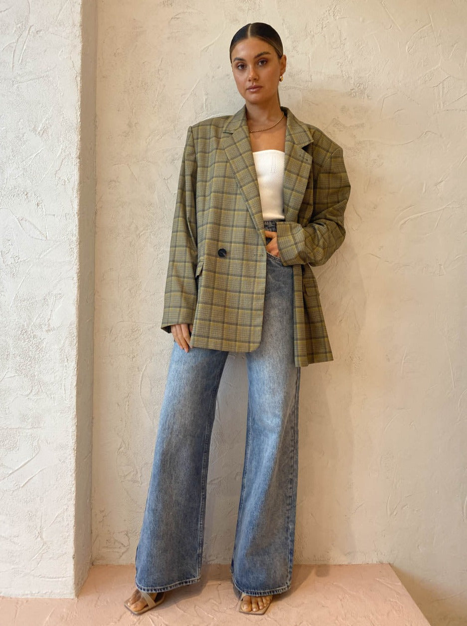 Blanca Jensen Blazer in Khaki/Blue – Coco Lola