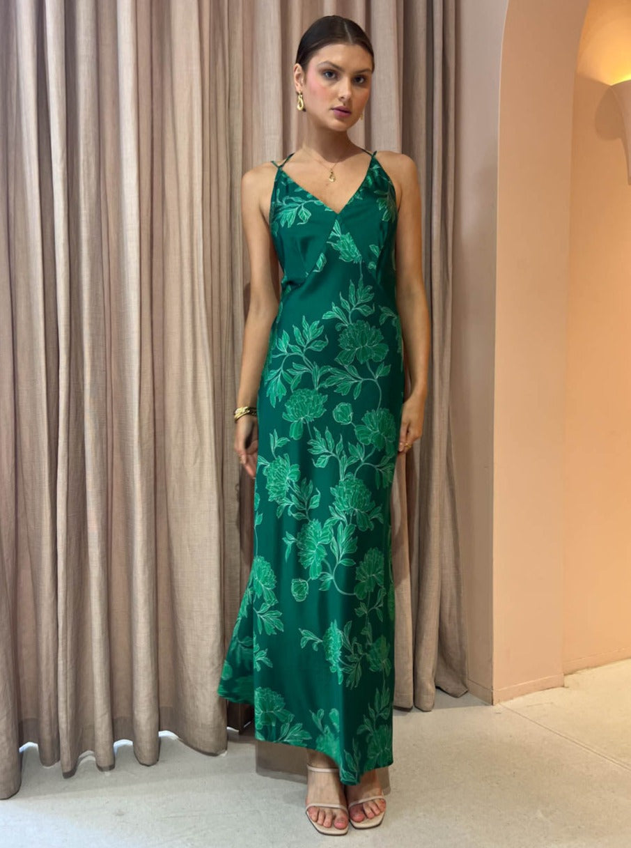 Hansen and Gretel Delphine Dress in Jade Floral  Coco & Lola