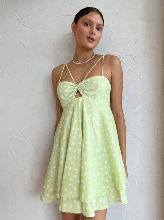 Issy Sway Dress in Key Lime Dot
