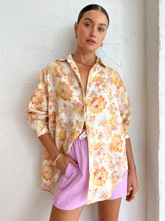Kinney Hampton Shirt in Neon Floral