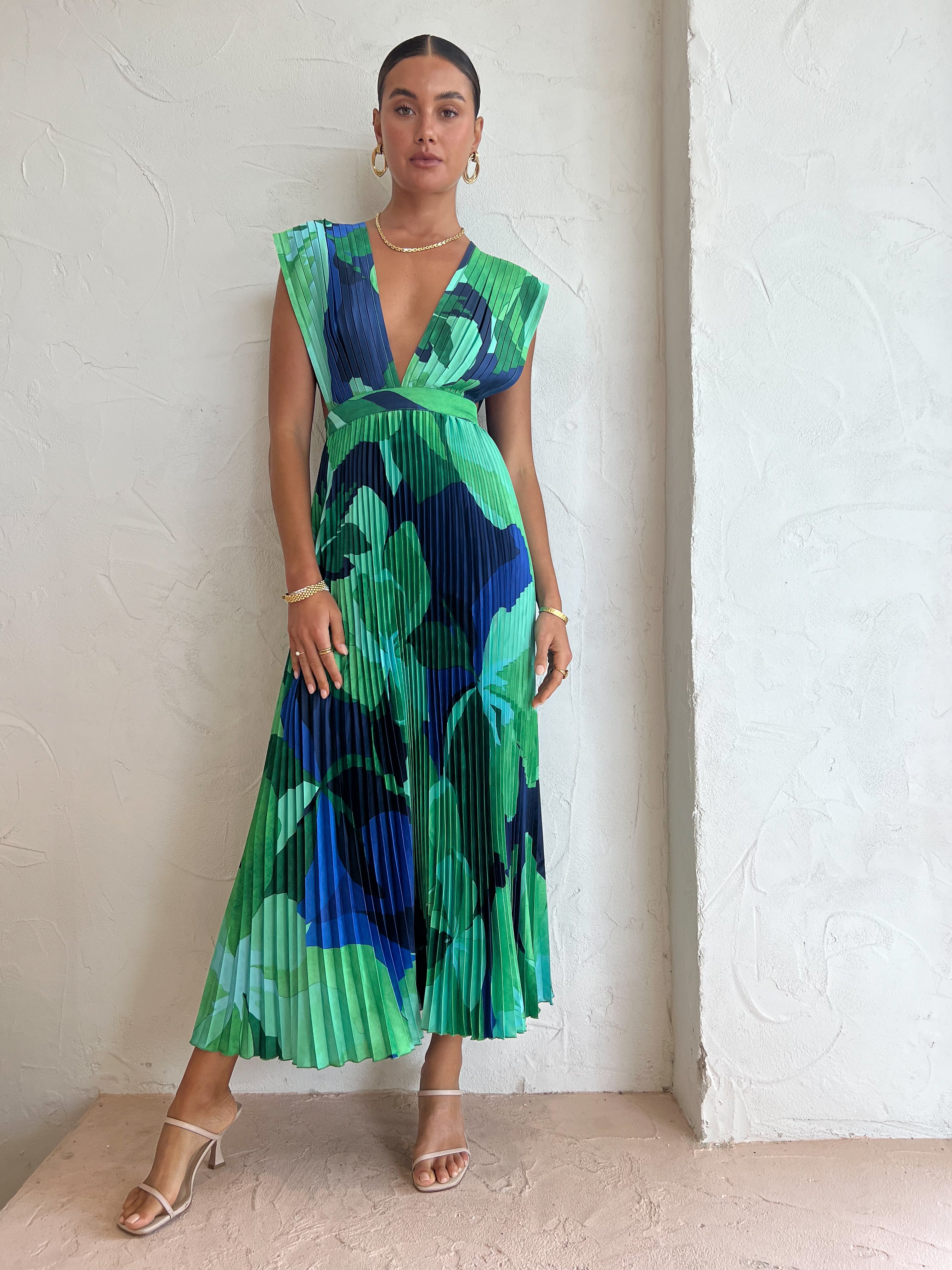 gala midi dress in bright green l'idee Lidee Gala Gown in Capri Blue/Green – Coco & Lola