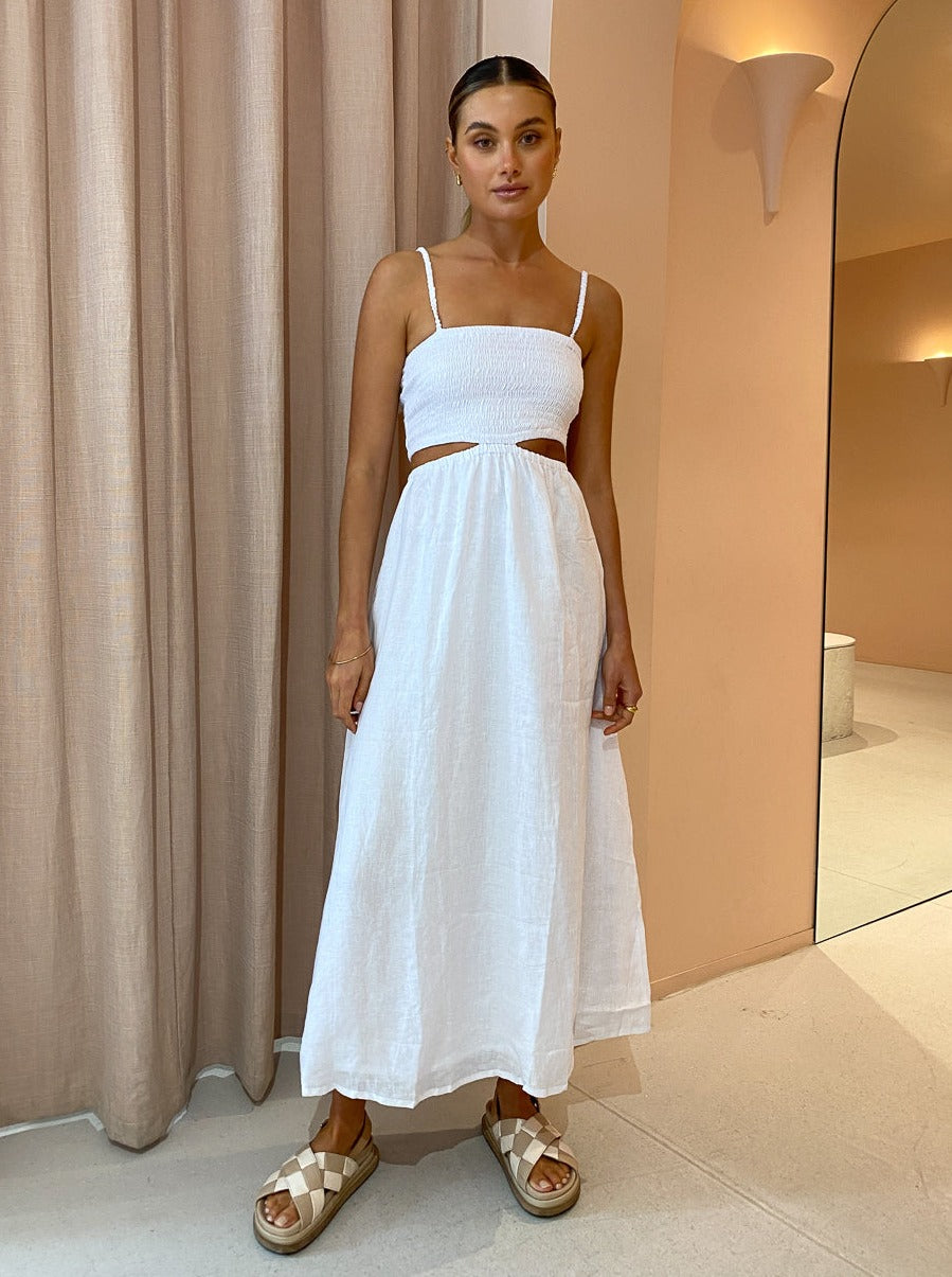 Faithfull the Brand Tayari Midi Dress in Plain White – Coco & Lola