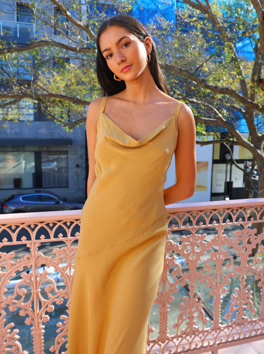 Ginger and Smart Beloved Slip Dress in Mustard