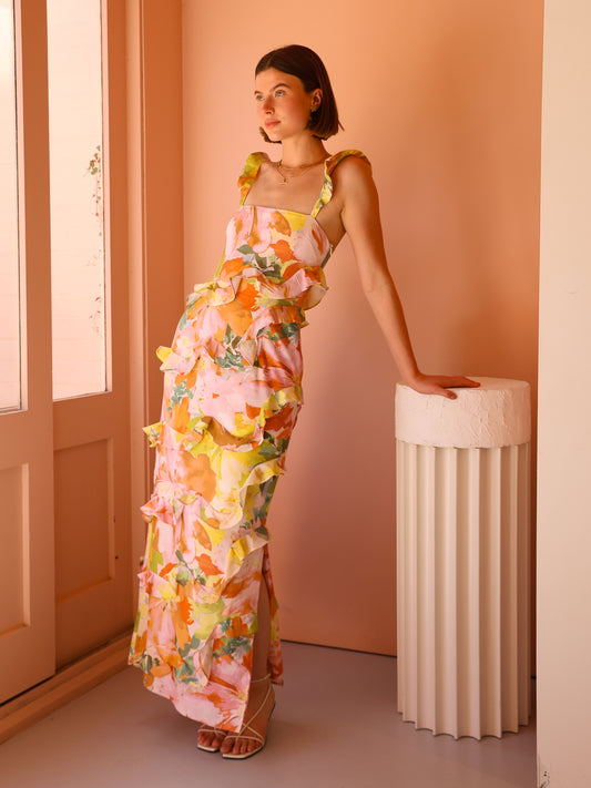 By Nicola Emiliano Frill Maxi Dress in Floral Confetti