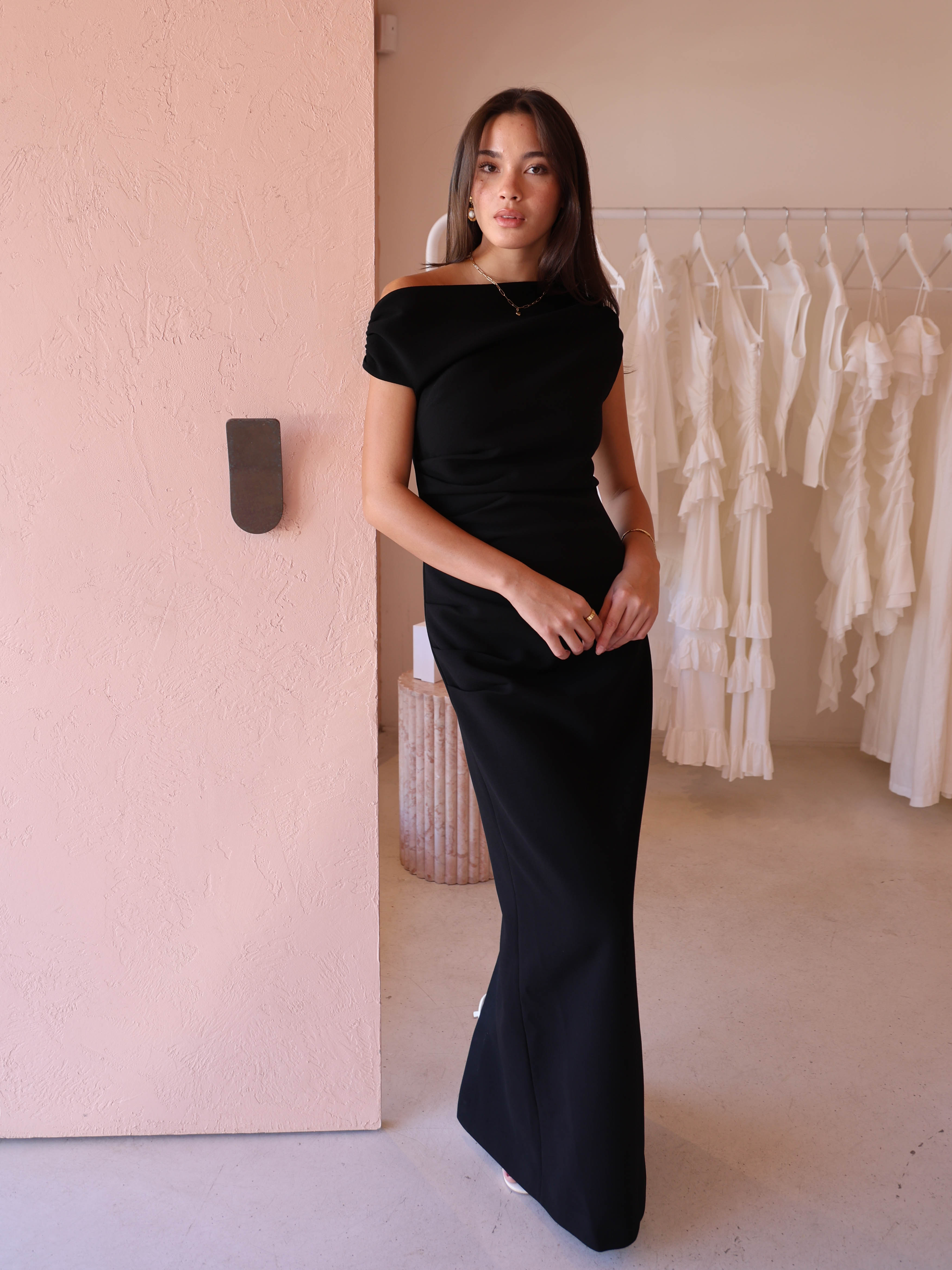 By Nicola Vivian Crepe Maxi Dress in Black – Coco & Lola