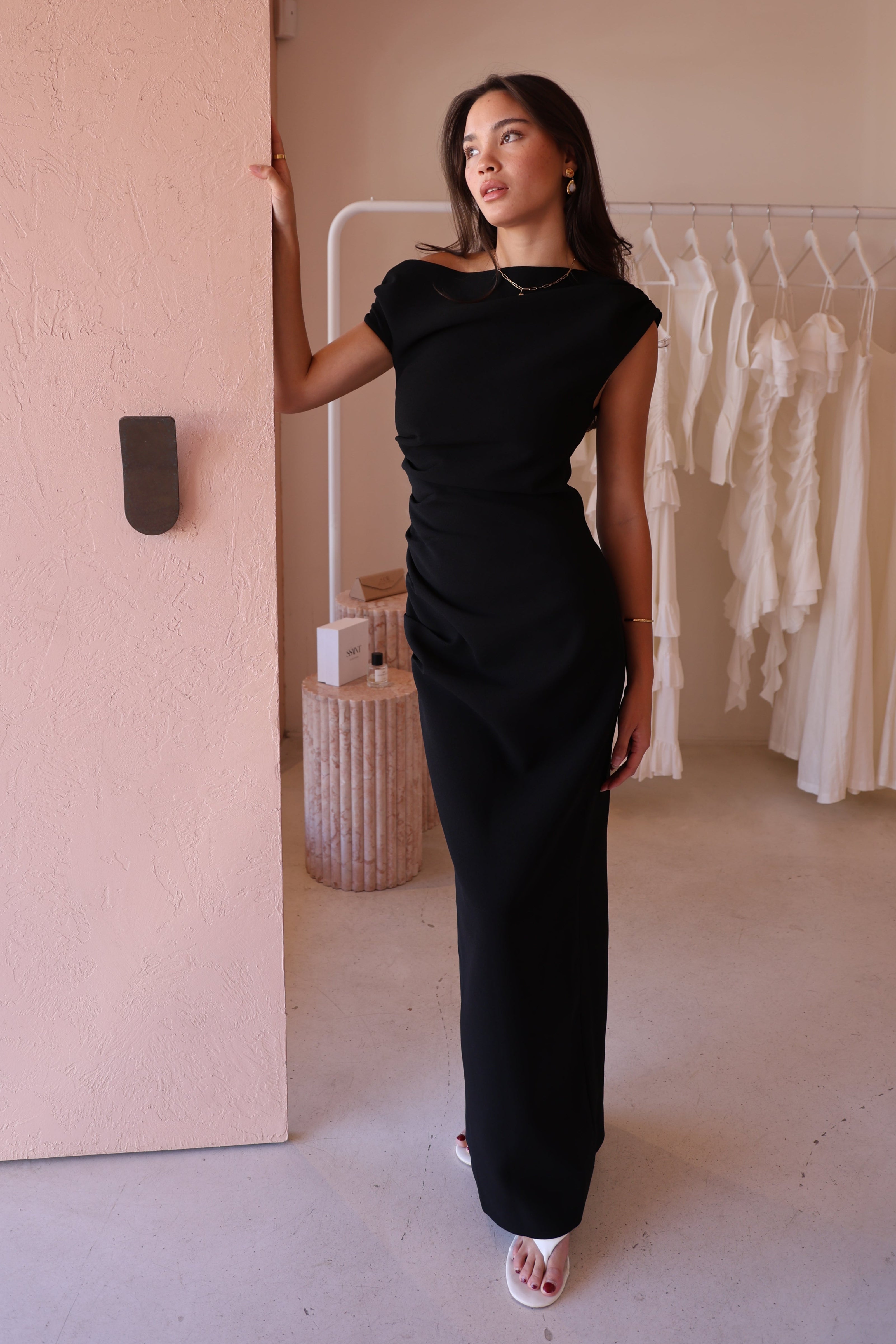 By Nicola Vivian Crepe Maxi Dress in Black – Coco & Lola