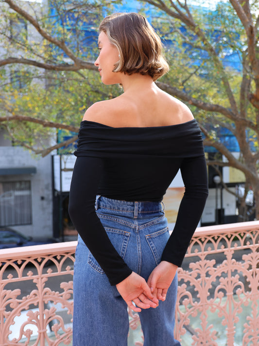 By Nicola Off the Shoulder Top in Black