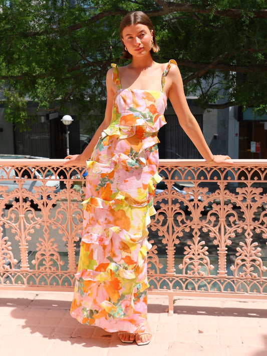 By Nicola Emiliano Frill Maxi Dress in Floral Confetti