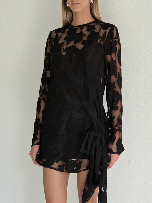 By Nicola Elodie Mini Dress in Black Lace