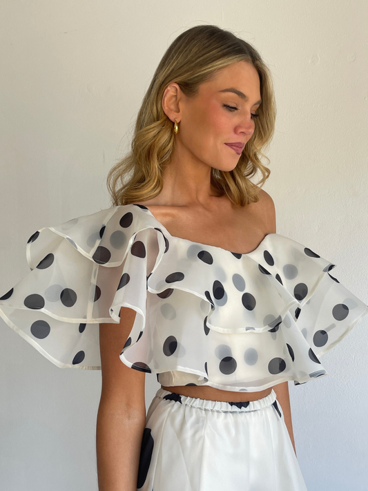 By Nicola Sibella Top in Ivory Polka