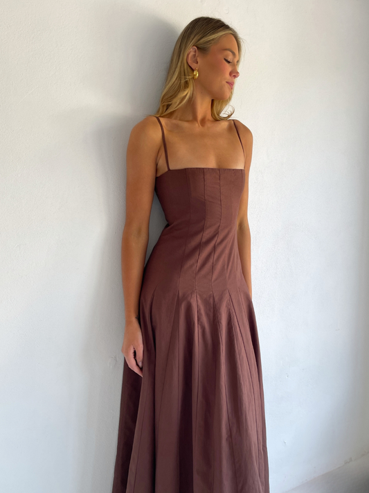 By Nicola Camille Maxi Dress in Chocolate