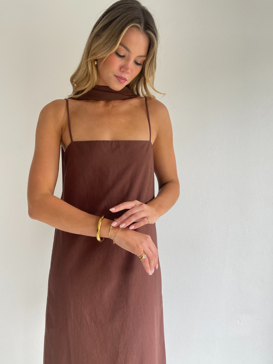 By Nicola Ivy Maxi Dress in Chocolate