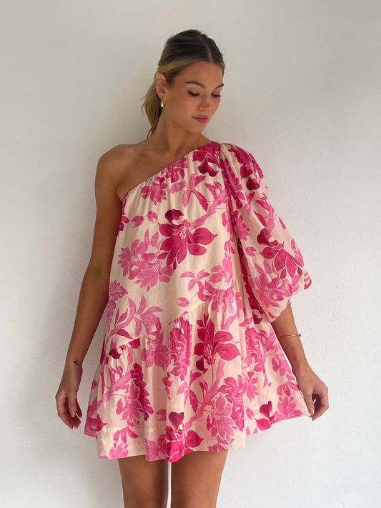 By Nicola Vita Off Shoulder Mini Dress in Potpourri