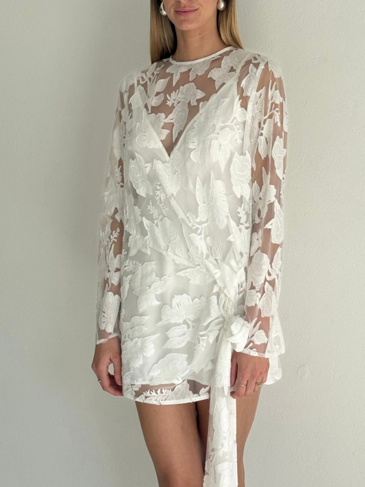 By Nicola Elodie Mini Dress in White Lace