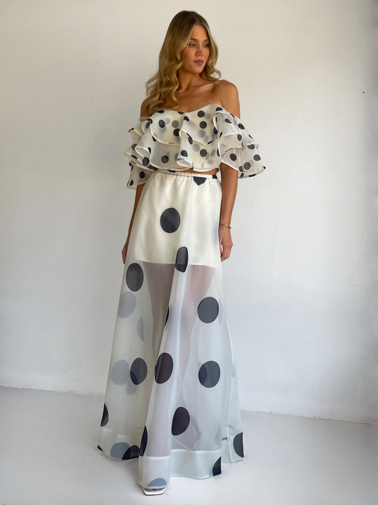 By Nicola Sibella Skirt in Ivory Polka