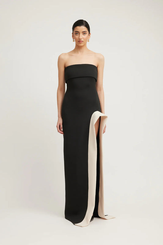 Tojha Octavia Dress in Black/Champagne Beige