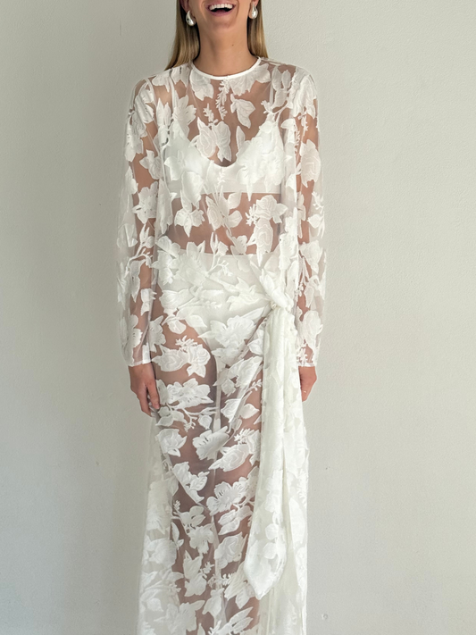 By Nicola Elodie Maxi Dress in White Lace