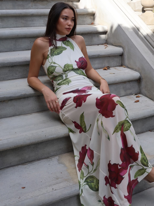 By Nicola Adele Maxi Dress in Bordeaux Floral – Coco & Lola
