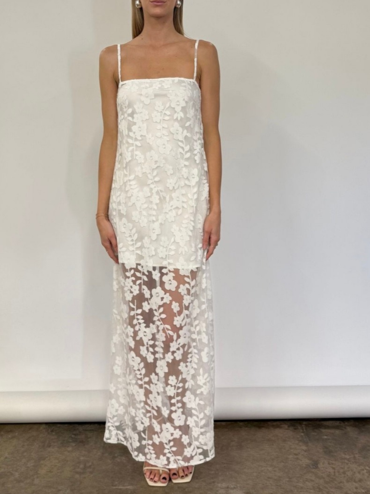 By Nicola Evie Maxi Dress in Petite White Lace