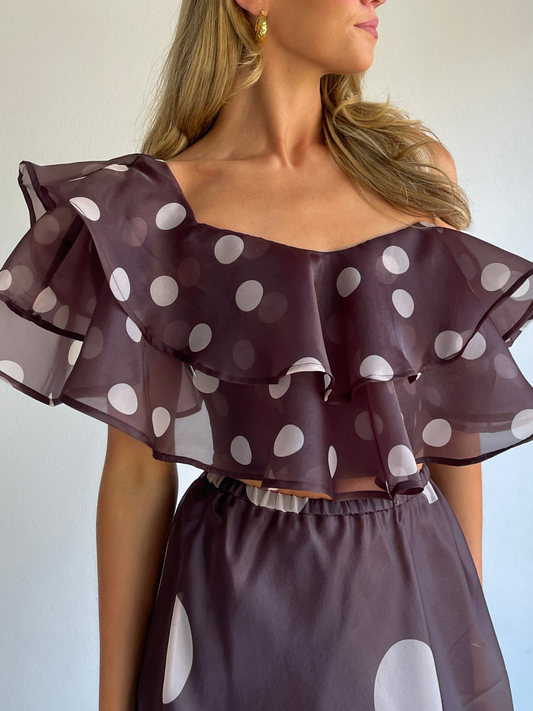 By Nicola Sibella Top in Chocolate Polka