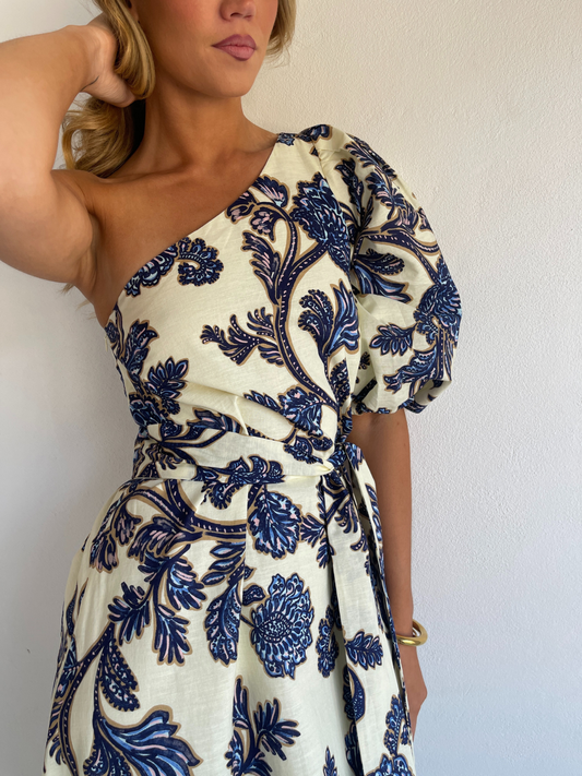 By Nicola Isla Maxi Dress in Blue Paisley