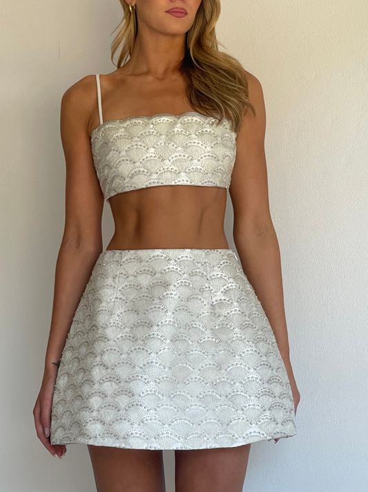 Arley Lola Mini Skirt in Metallic/Ivory