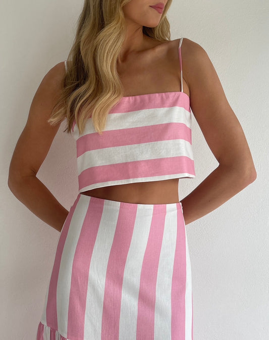 By Nicola Lumae Top in Pink and White Stripe