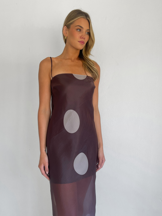 By Nicola Mila Maxi Dress in Chocolate Polka Coco & Lola By Nicola Mila Maxi Dress in Chocolate Polka Coco & Lola