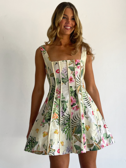 By Nicola Emily Mini Dress in Fleur Tropicale