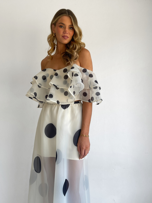 By Nicola Sibella Skirt in Ivory Polka