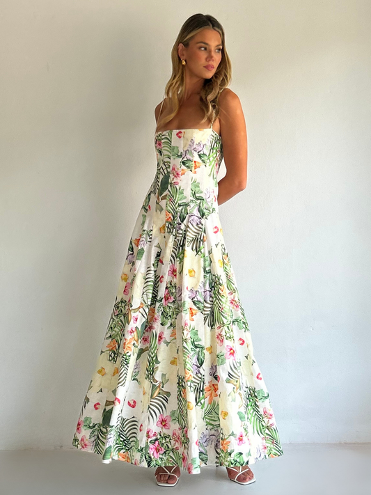 By Nicola Camille Maxi Dress in Fleur Tropicale