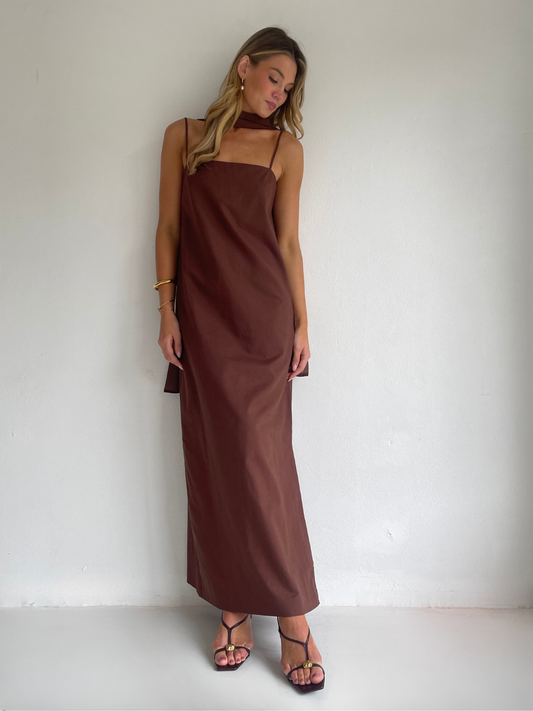 By Nicola Ivy Maxi Dress in Chocolate